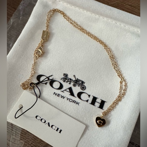 Coach Jewelry - COACH-NWT Gold Tone Dainty Heart Pendant & Chain
